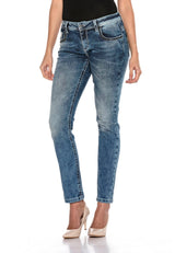 WD401 – Women's Jeans with Rhinestones and Embroidery
