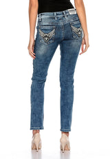 WD401 – Women's Jeans with Rhinestones and Embroidery