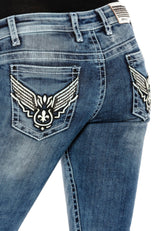 WD401 – Women's Jeans with Rhinestones and Embroidery