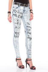 WD370 – Women's Jeans with Graffiti Print
