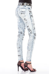 WD370 – Women's Jeans with Graffiti Print