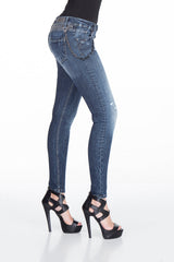 WD315 – Women's jeans with rivet trim and used wash