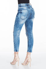 WD314 – Women's jeans with rhinestones, lettering and patch details