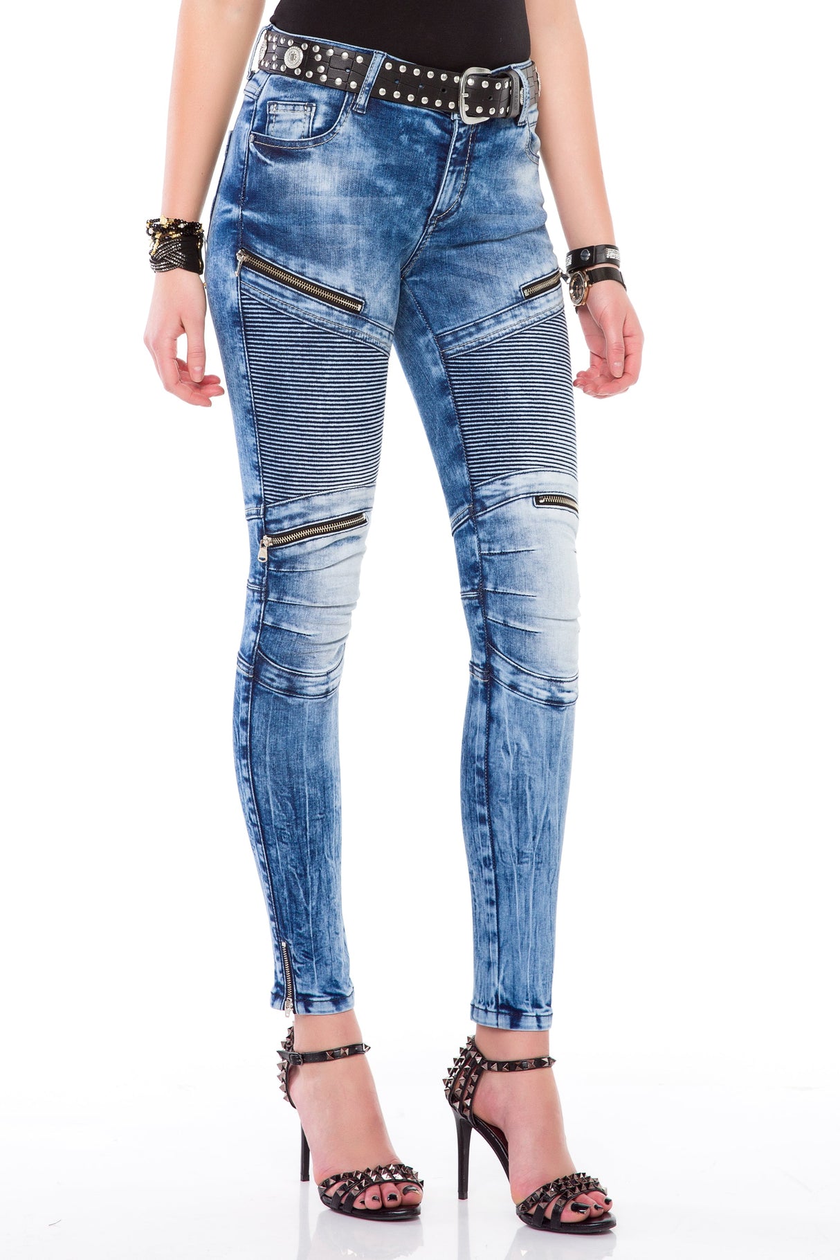 WD365 – Women's jeans with zipper details and biker style