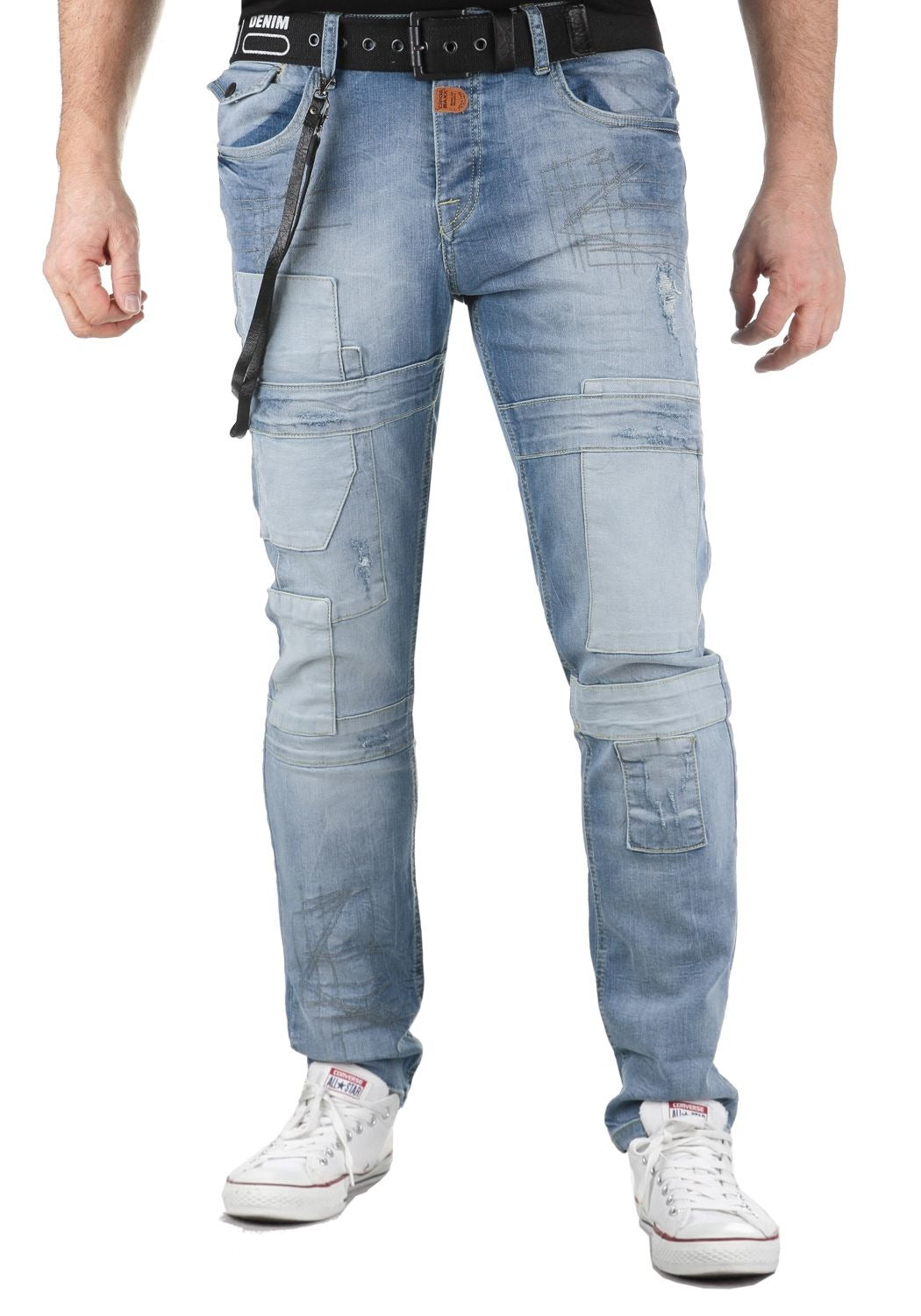 CD191 Men's Slim-Fit Jeans with Patch
