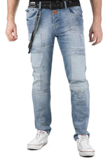 CD191 Men's Slim-Fit Jeans with Patch