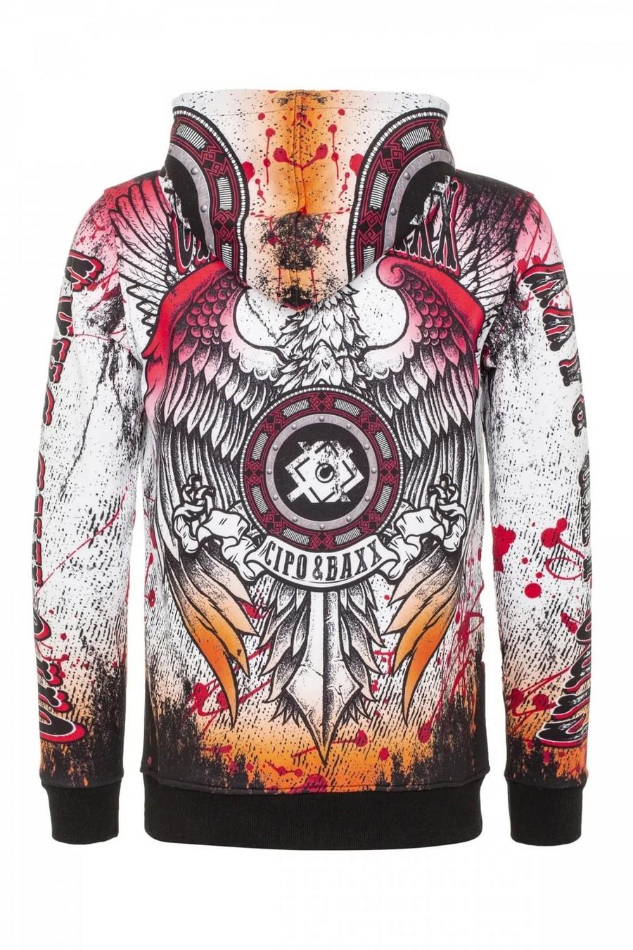 CL470 Men's hooded sweatshirt with cool all-over print