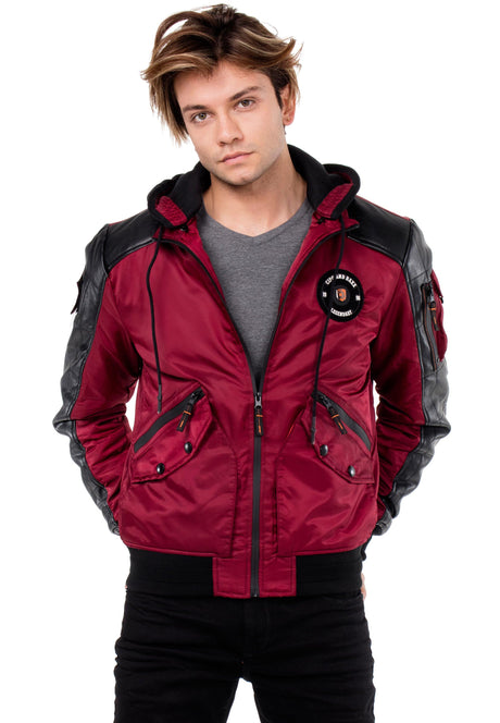 CM134 Men's Winter Jacket – Khaki Hooded Jacket with Black Sleeves & Zipper Details | Functional Streetwear for Cold Days
