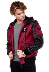 CM134 Men's Winter Jacket – Khaki Hooded Jacket with Black Sleeves & Zipper Details | Functional Streetwear for Cold Days