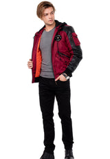 CM134 Men's Winter Jacket – Khaki Hooded Jacket with Black Sleeves & Zipper Details | Functional Streetwear for Cold Days