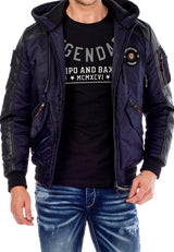 CM134 Men's Winter Jacket – Khaki Hooded Jacket with Black Sleeves & Zipper Details | Functional Streetwear for Cold Days