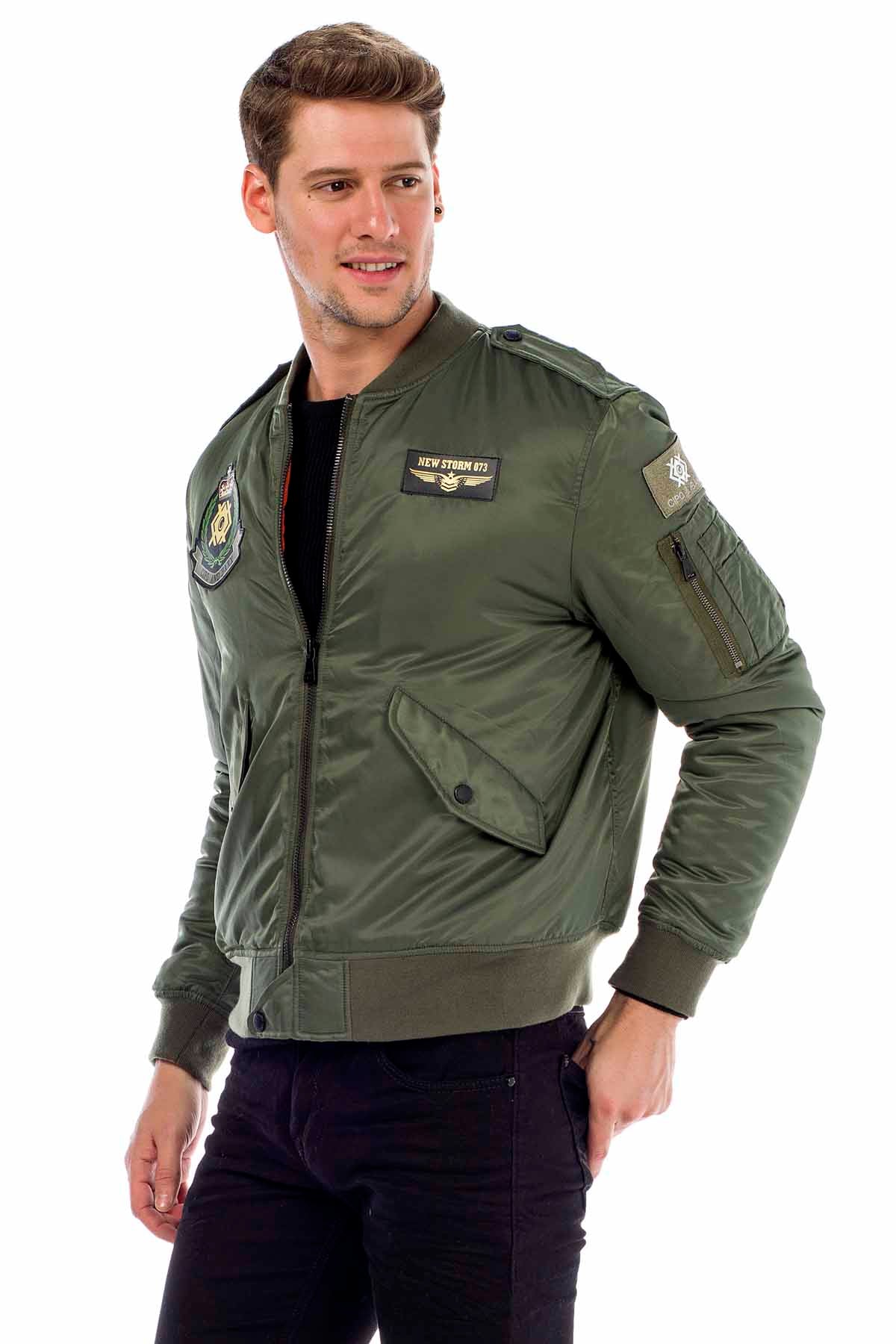 CM133 Men's Transitional Bomber Jacket – Lightweight & Striking | With Patch Details & Sporty Cut