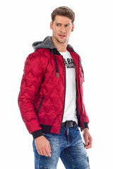 CM152 Men's Winter Jacket – Saxblue Quilted Jacket with Detachable Hood & Shiny Finish | Warm Streetwear for Cold Days