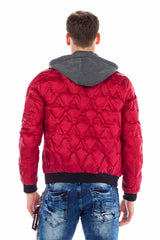 CM152 Men's Winter Jacket – Saxblue Quilted Jacket with Detachable Hood & Shiny Finish | Warm Streetwear for Cold Days
