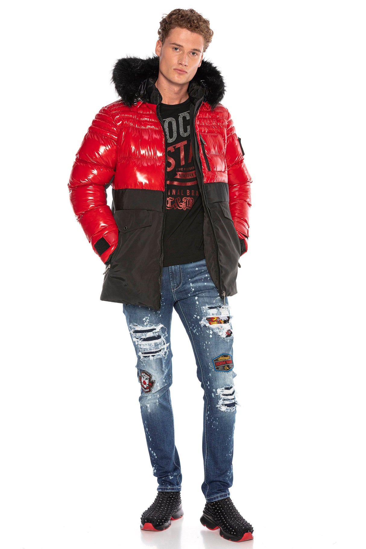 CM166 Men's Winter Jacket – Detachable Hood & Functional Details