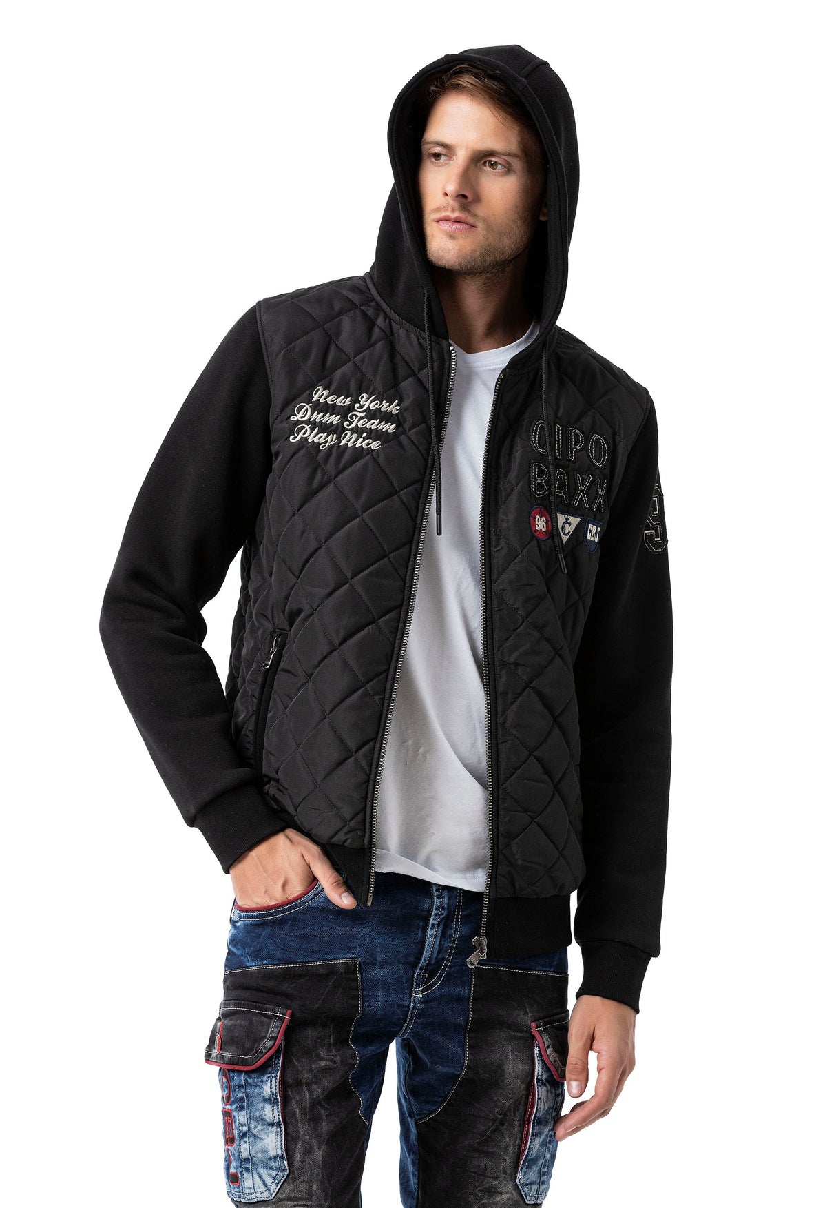 CJ303 Men's jacket with padded diamond pattern and sweat details