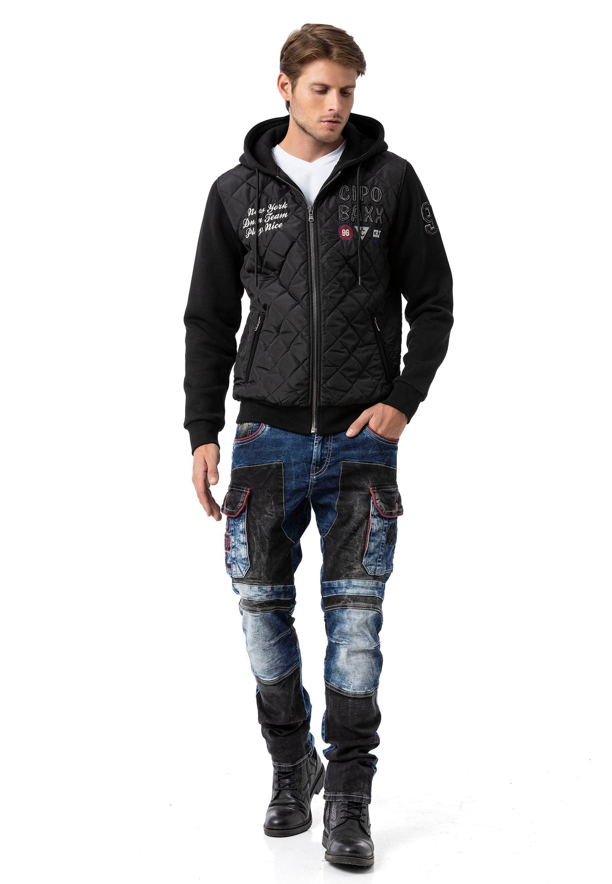 CJ303 Men's jacket with padded diamond pattern and sweat details