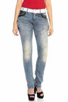 WD421 Women's Slim-Fit Jeans with Stud Trim