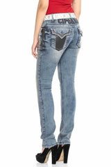 WD421 Women's Slim-Fit Jeans with Stud Trim