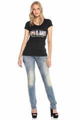 WD421 Women's Slim-Fit Jeans with Stud Trim