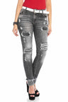 WD420 Women's skinny jeans with destroyed elements