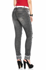 WD420 Women's skinny jeans with destroyed elements
