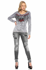 WD420 Women's skinny jeans with destroyed elements