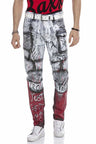 CD683 Men's Straight Fit Jeans with Versatile Prints