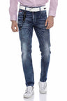 CD676 Men's Straight Fit Jeans with fashionable decorative stitching