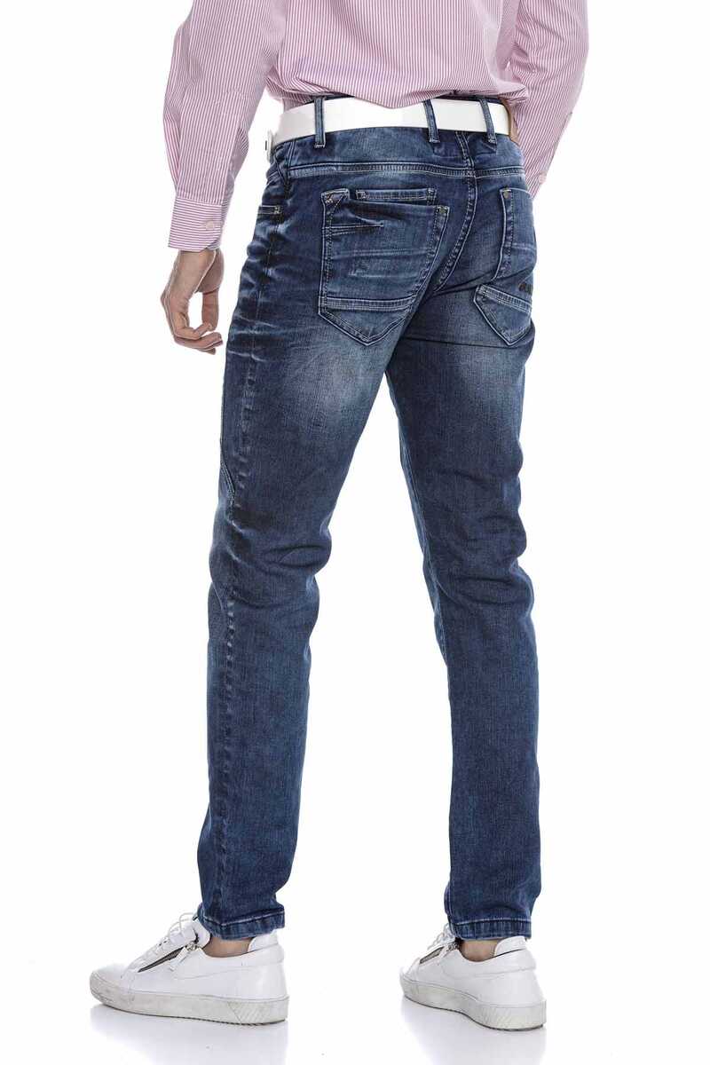 CD676 Men's Straight Fit Jeans with fashionable decorative stitching