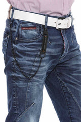 CD676 Men's Straight Fit Jeans with fashionable decorative stitching