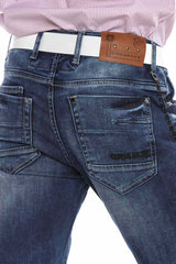 CD676 Men's Straight Fit Jeans with fashionable decorative stitching