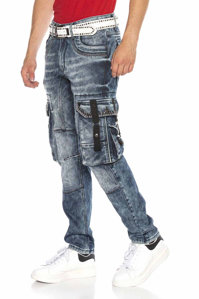 CD650 Men's Straight Fit Jeans with Cool Cargo Pockets