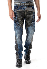 CD894 – Men's Jeans Stylish Patchwork Design, Regular Fit