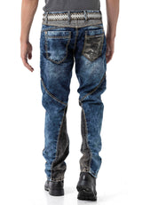 CD894 – Men's Jeans Stylish Patchwork Design, Regular Fit