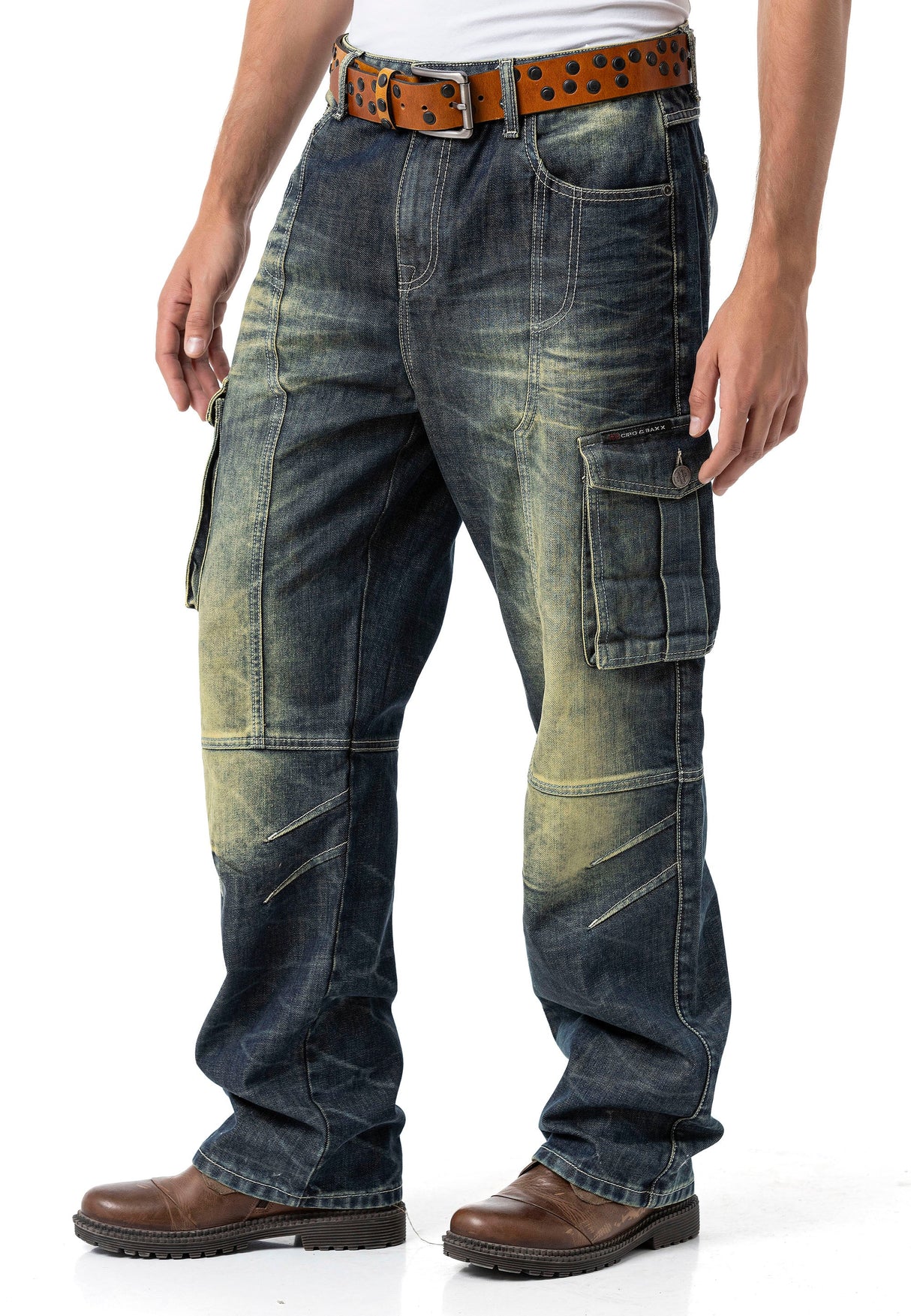 CD897 Men's Jeans - Over Size, Loose Fit, Dirty Wash