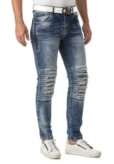 CD898 Men's Slim Fit Jeans – Stylish design with zipper details