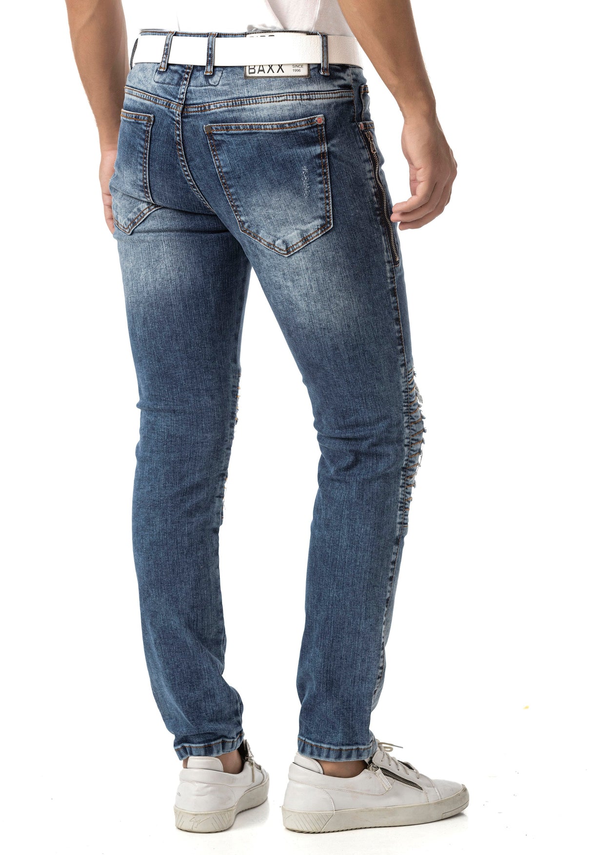 CD898 Men's Slim Fit Jeans – Stylish design with zipper details