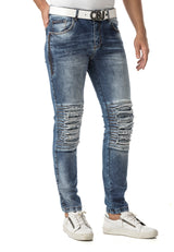 CD898 Men's Slim Fit Jeans – Stylish design with zipper details