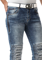 CD898 Men's Slim Fit Jeans – Stylish design with zipper details