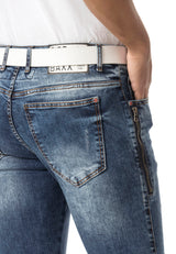 CD898 Men's Slim Fit Jeans – Stylish design with zipper details