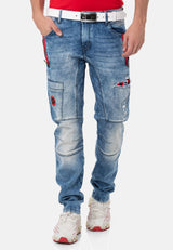 CD847 Men's Designer Jeans with Contrasting Details