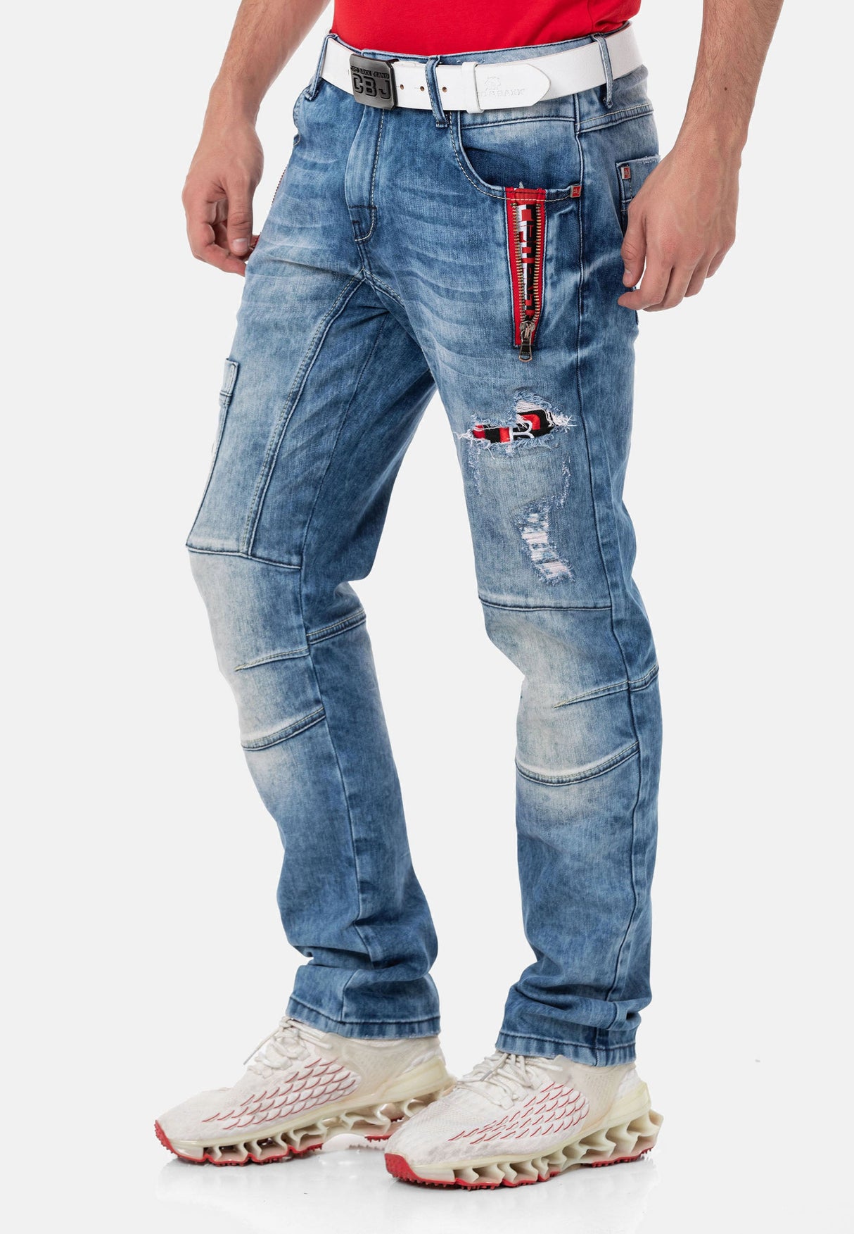CD847 Men's Designer Jeans with Contrasting Details