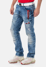 CD847 Men's Designer Jeans with Contrasting Details