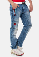 CD847 Men's Designer Jeans with Contrasting Details