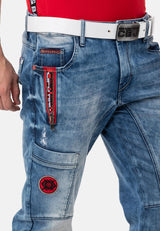 CD847 Men's Designer Jeans with Contrasting Details
