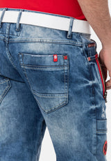 CD847 Men's Designer Jeans with Contrasting Details