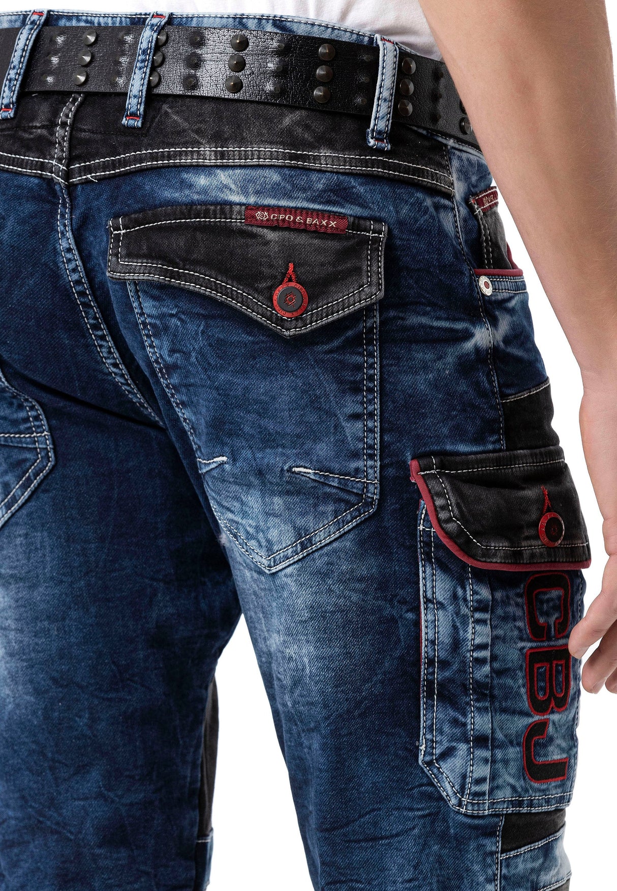 CD891 Men's jeans with a unique two-tone design