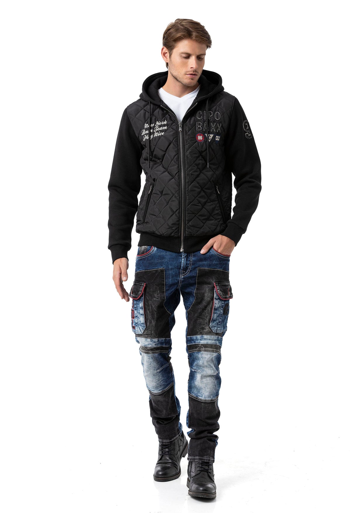 CD891 Men's jeans with a unique two-tone design