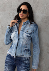 WJ229 Trendy women's denim jacket with sophisticated back design